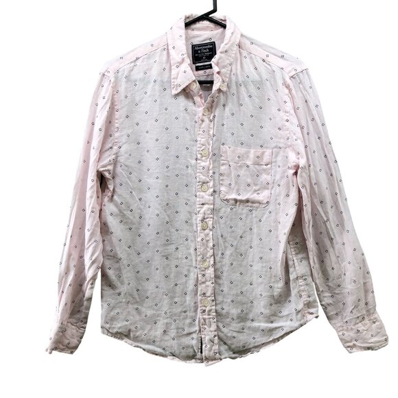 Abercrombie & Fitch 100% Linen Long Sleeve Shirt Mens XS Pink Button Down - Picture 1 of 8